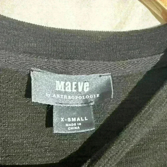 Maeve Anthropologie Women’s Black Sheer Decorative sleeve sweater Size XS - Picture 5 of 8